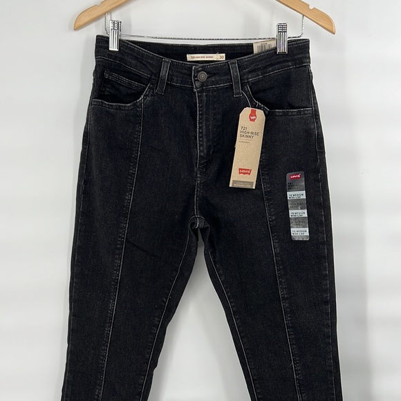 Levi’s 721 high rise skinny black jeans spilt ankle size 10 womens - Picture 3 of 10